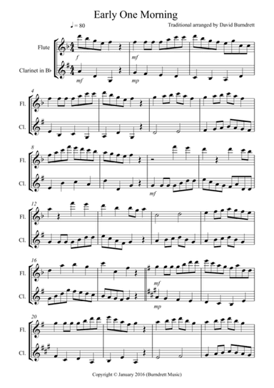 Early One Morning for Flute and Clarinet Duet (arr. David Burndrett)