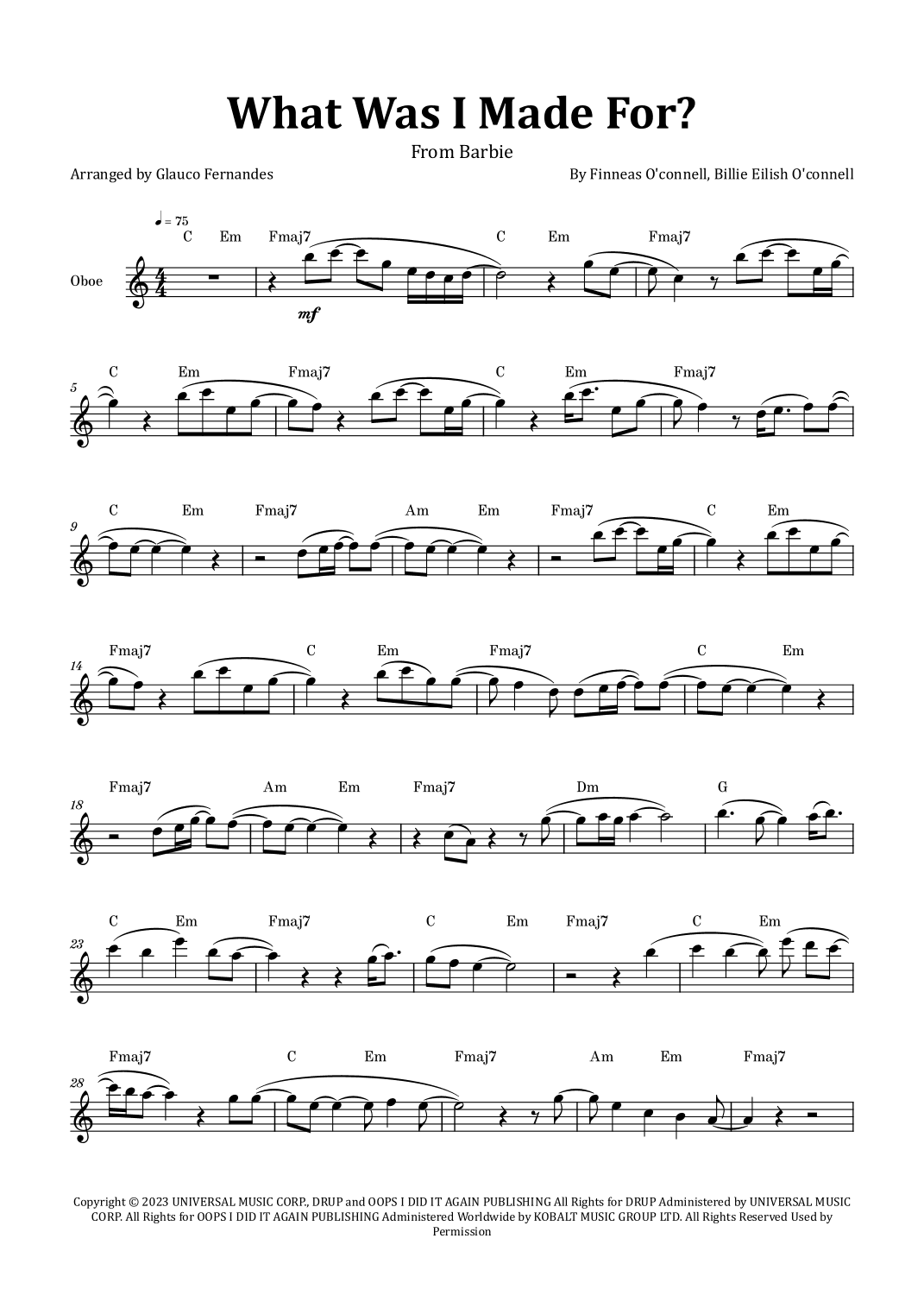 What Was I Made For? (arr. Glauco Fernandes)