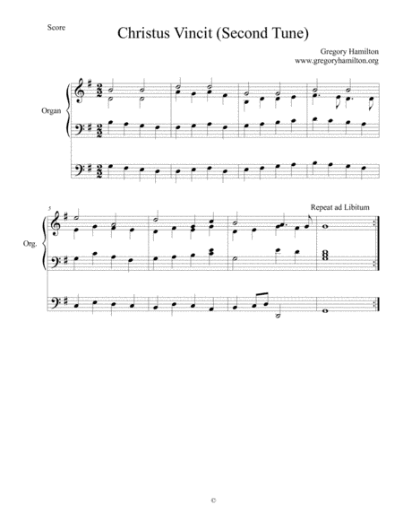 Christus Vincit - Second Tune - Alternate Harmonization for Organ