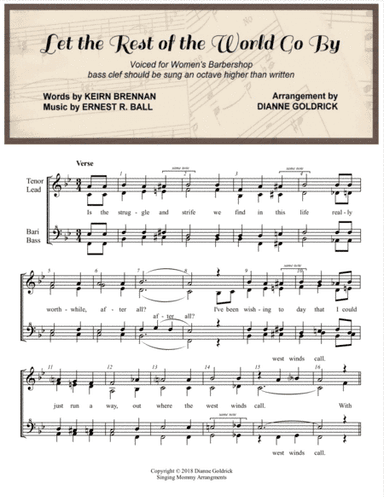 Let the Rest of the World Go By, Women's Barbershop (arr. Dianne Goldrick)