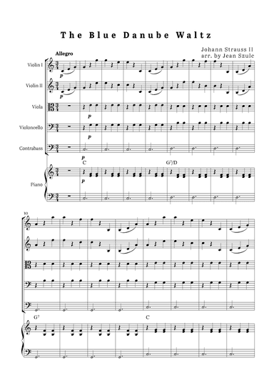 The Blue Danube Waltz - String Quintet with Piano (arr. Jean Szulc)
