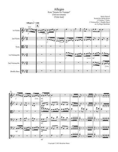 Allegro (from "Sonata for Trumpet") (Bb) (String Sextet - 2 Violins, 1 Viola, 2 Cellos, 1 Bass) (Vio (arr. Regis Bookshar)