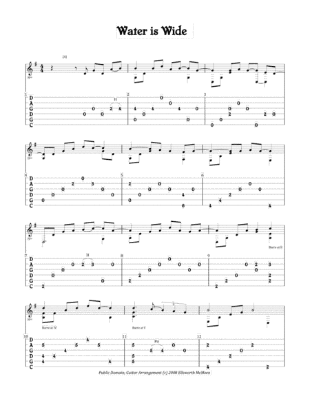Water is Wide (For Fingerstyle Guitar Tuned CGDGAD) (arr. Ellsworth McMeen)