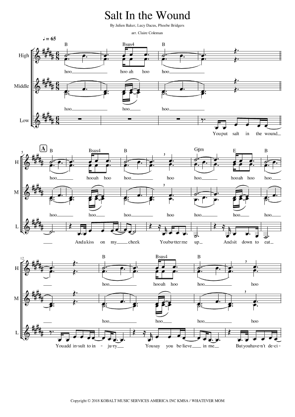 Salt In The Wound (arr. Claire Coleman)