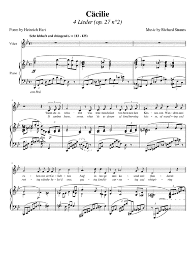 Cäcilie (Strauss) [Medium Low Voice] (arr. Maxence Lasserre-Engberts)