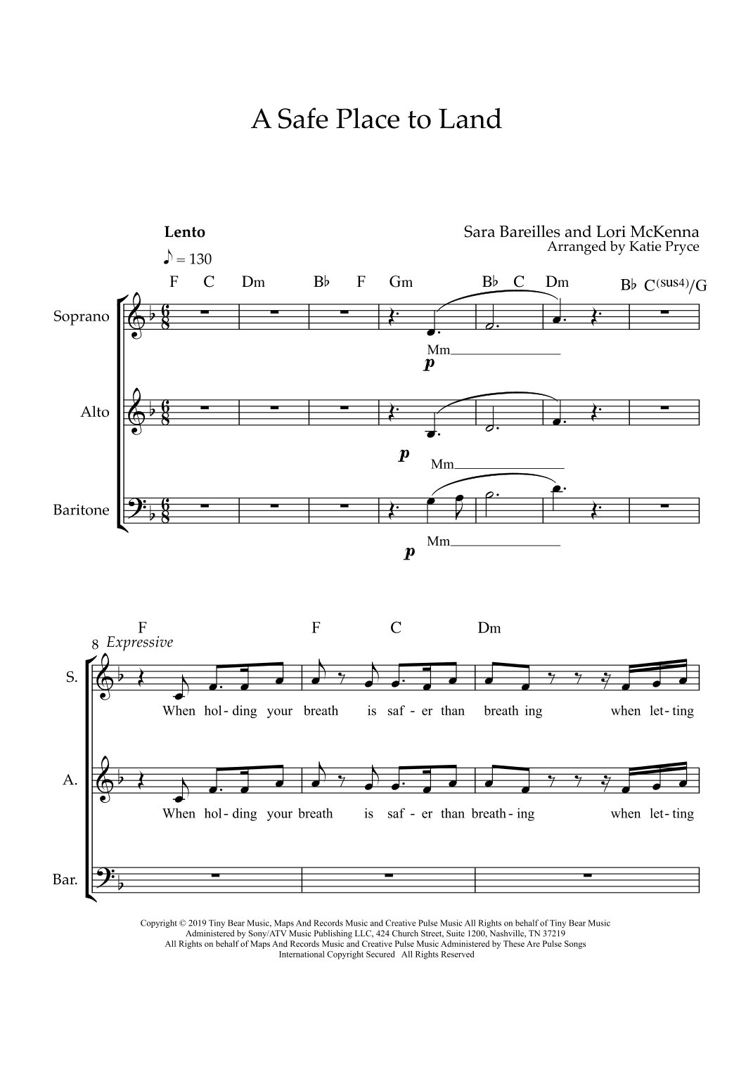 A Safe Place To Land (arr. Katie Pryce)