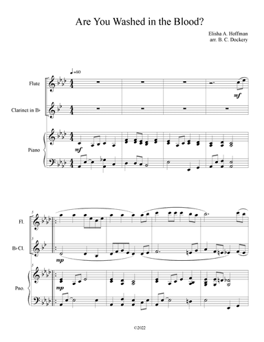 Are You Washed in the Blood? (Flute and Clarinet Duet with Piano Accompaniment) (arr. B. C. Dockery)