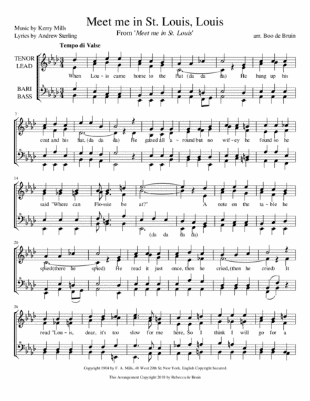 Meet me in St. Louis, Louis (SSAA) (arr. Rebecca de Bruin)