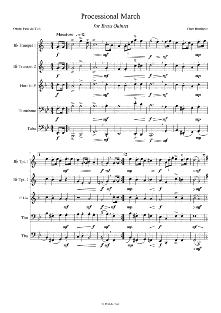 Processional March - Theo Bonheur (Brass Quintet) (arr. Peet du Toit)