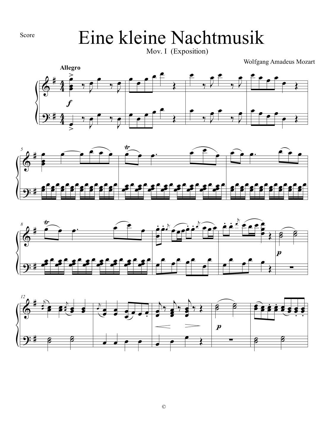 Eine Kleine Nachtmusik (Exposition) (arr. Nivs)
