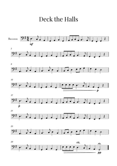 Deck the Halls (for Bassoon) (arr. Cadenza Editions)