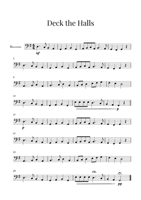 Deck the Halls (for Bassoon) (arr. Cadenza Editions)