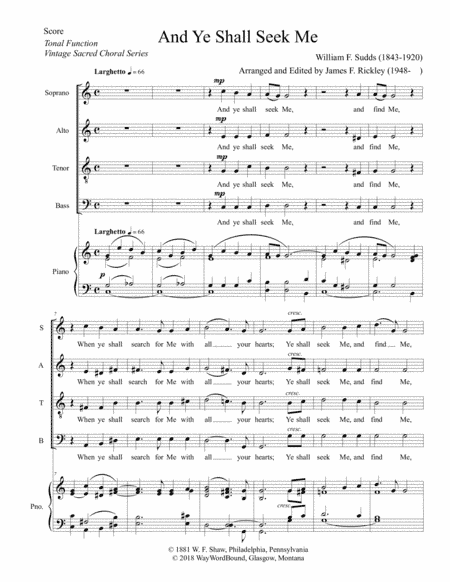 And Ye Shall Seek Me (arr. James F. Rickley)