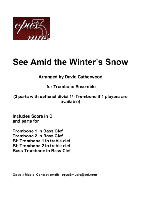 See Amid the Winter's Snow - A Christmas Trombone Ensemble (Trio & Quartet) arranged Catherwood (arr. David Catherwood)
