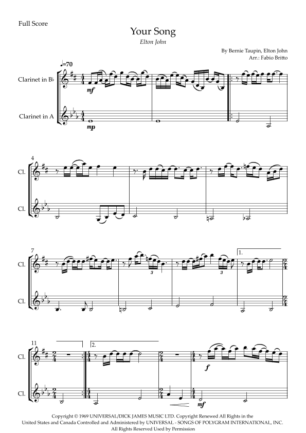 Your Song (arr. Fabio Britto)