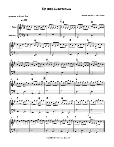 The Irish Washerwoman - arranged for duo or lead sheet (key of G/A) (arr. Stephen Bulat)