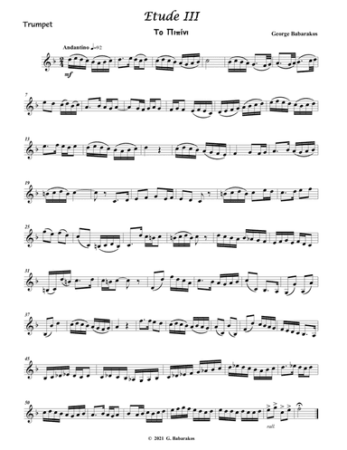 Etude ΙΙΙ  for Trumpet (Based on Greek Traditional Dance)