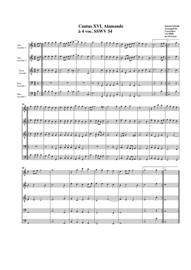 Alamande (Allemande) SSWV 54 (arrangement for 5 recorders) (arr. Gil Garty)