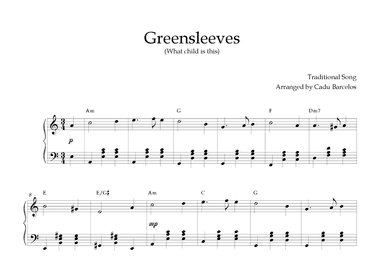 Greensleeves Intermediate Piano - A minor Chords (1) (arr. Cadu Barcelos)