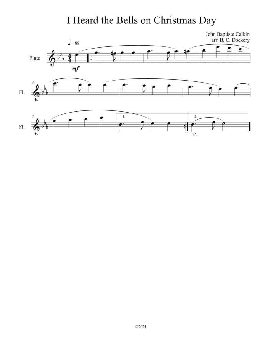 I Heard the Bells on Christmas Day (Flute Solo) (arr. B. C. Dockery)