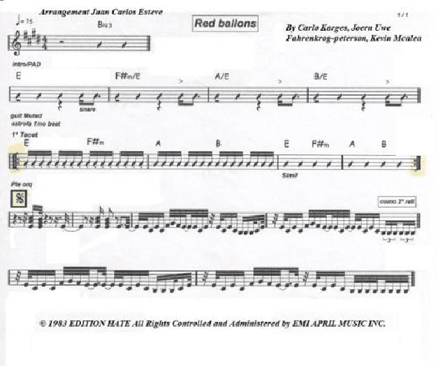 99 Red Balloons (99 Luftballons) (arr. juan carlos esteve / Gran Coda)