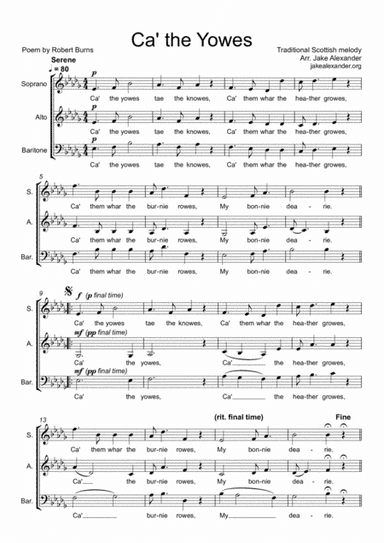 Ca' the Yowes - SABar a cappella (arr. Jake Alexander)