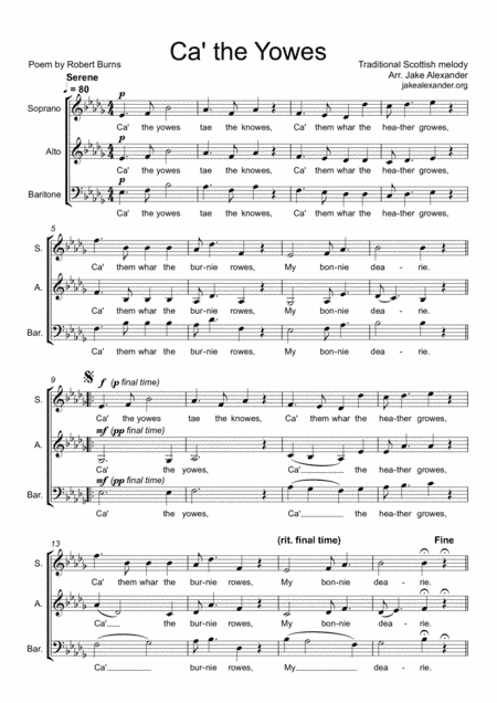 Ca' the Yowes - SABar a cappella (arr. Jake Alexander)