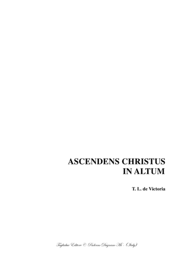 ASCENDENS CHRISTUS IN ALTUM - Fo SSATB Choir - De Victoria - Score Only