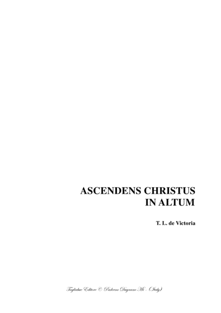 ASCENDENS CHRISTUS IN ALTUM - Fo SSATB Choir - De Victoria - Score Only