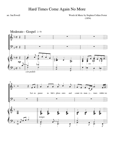 Hard Times Come Again No More (arr. Jan Powell)