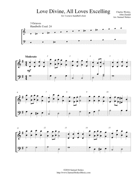Love Divine, All Loves Excelling - for 3-octave handbell choir (arr. Samuel Stokes)