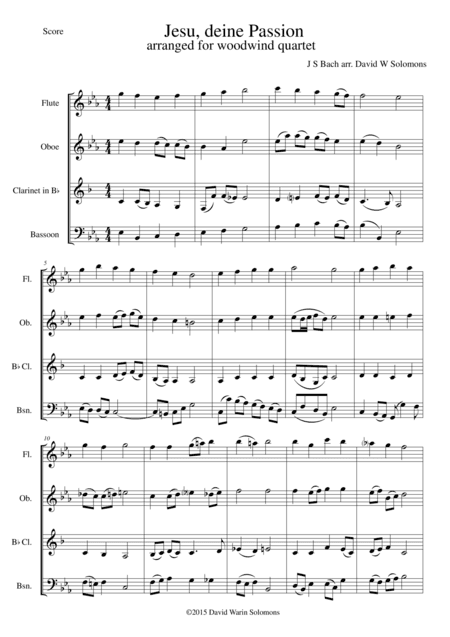 Jesus deine Passion for woodwind quartet (arr. David Warin Solomons)