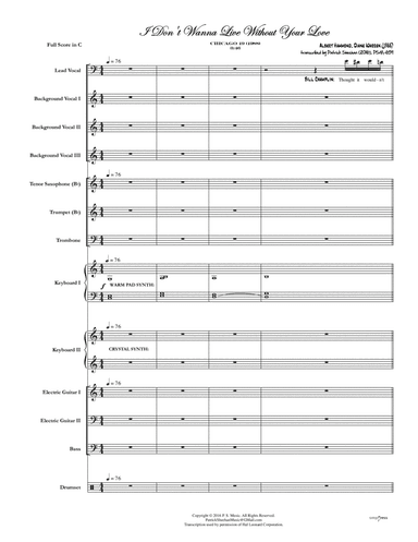 I Don't Wanna Live Without Your Love (arr. Patrick Sheehan)