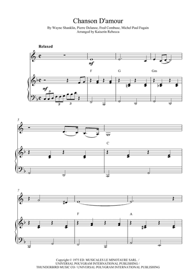 Chanson D'amour (arr. Kaiserin Rebecca)