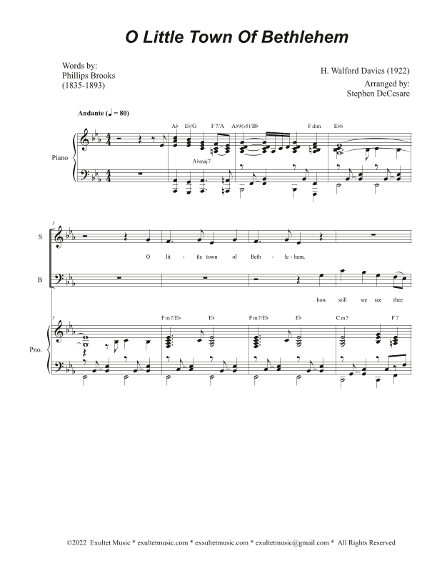 O Little Town Of Bethlehem (Vocal Quartet - (SATB) (arr. Stephen DeCesare)