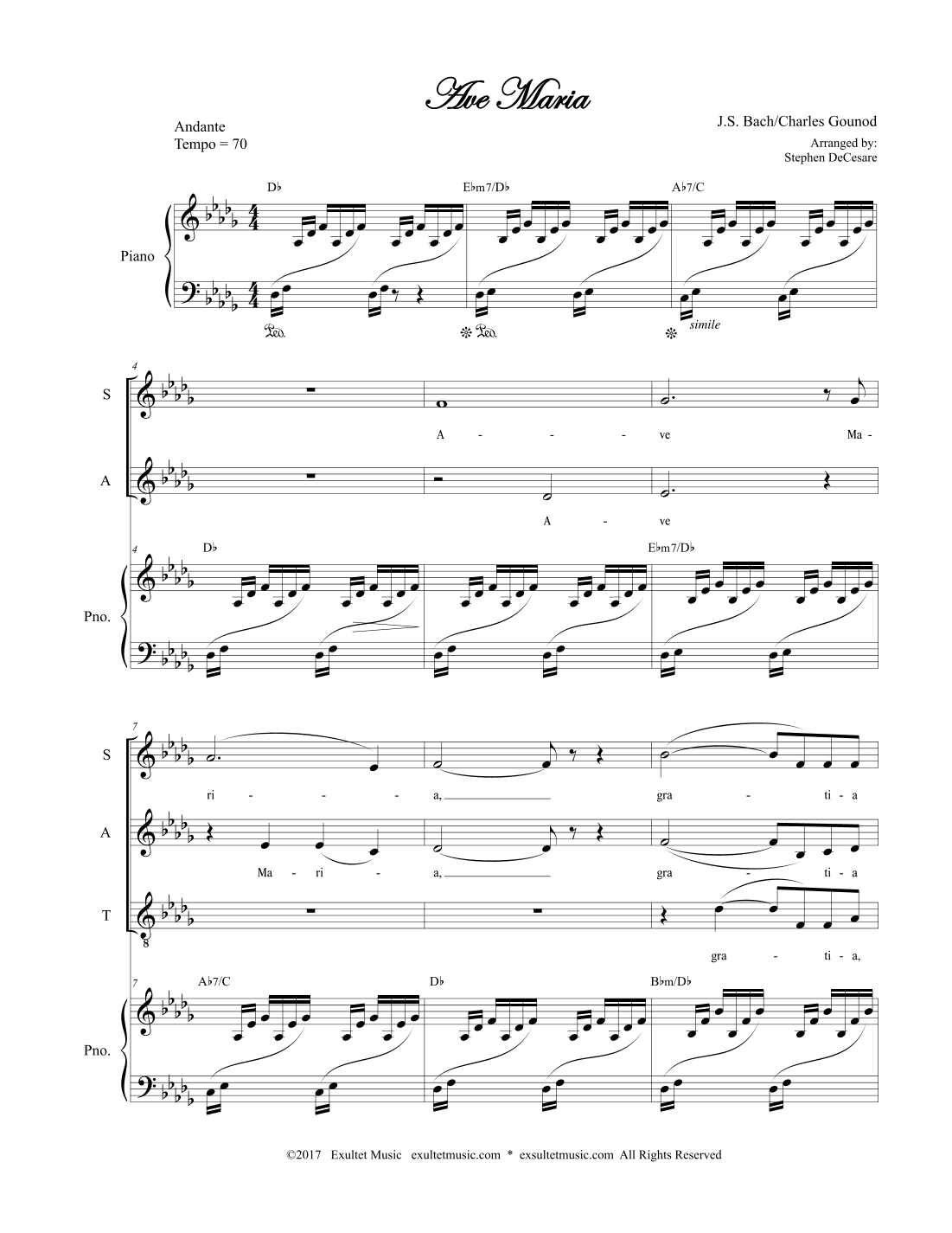 Ave Maria (SATB - Medium/Low Key) (arr. Stephen DeCesare)