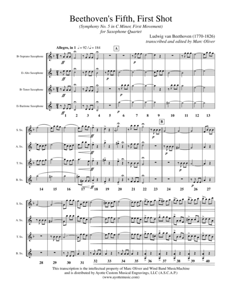 Beethoven's Fifth, First Shot (Symphony No. 5, First Movement) (arr. Marc Oliver)