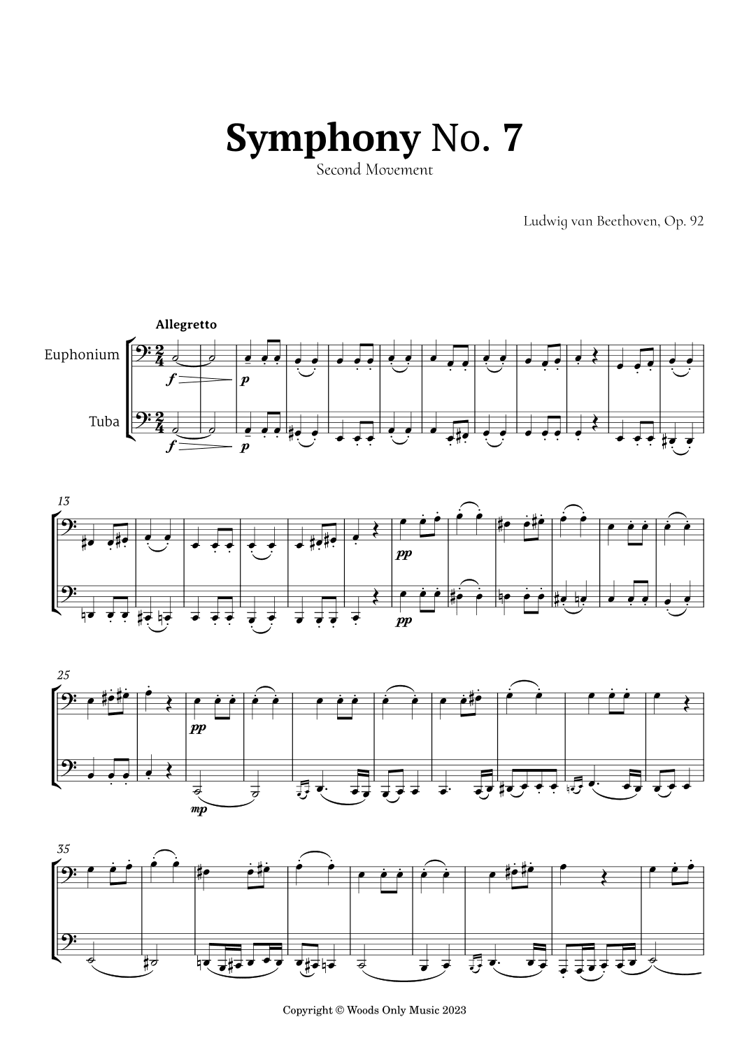 Symphony No. 7 by Beethoven for Euphonium and Tuba Duet (arr. Ander)