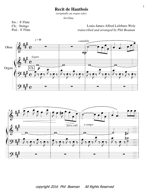 Recit de Hautbois - oboe and organ (arr. Phil Beaman)