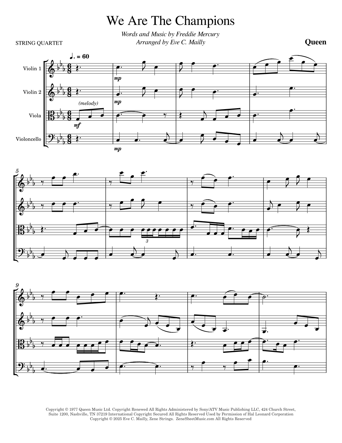We Are The Champions (arr. Eve C. Mailly - Zene Strings)