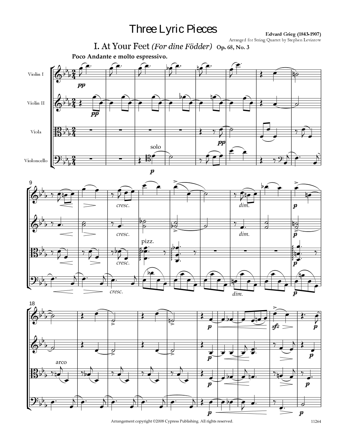 Three Lyric Pieces by Grieg (arr. Stephen Levintow)
