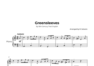 Greensleeves (Easy Piano) (arr. R. Salvario)