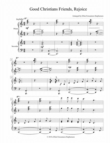 Good Christian Friends, Rejoice (duet) (arr. Ellen Foncannon Stephenson)