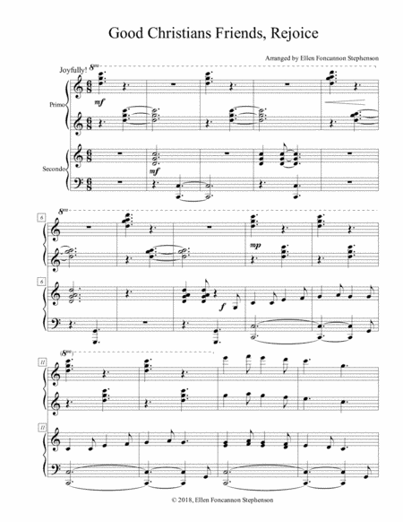 Good Christian Friends, Rejoice (duet) (arr. Ellen Foncannon Stephenson)