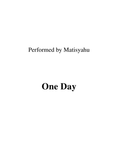 One Day (arr. Ronn M)