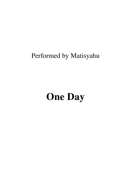 One Day (arr. Ronn M)