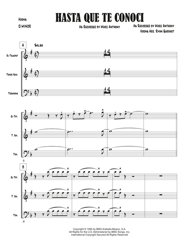 Hasta Que Te Conoci (arr. Ryan Gabbart)