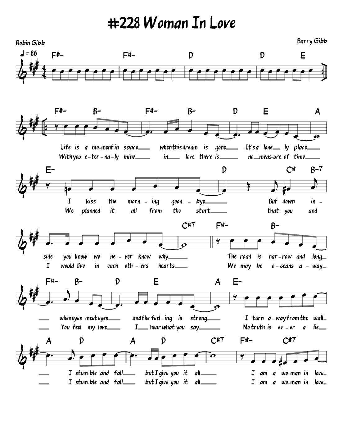 Woman In Love (arr. John Fries)