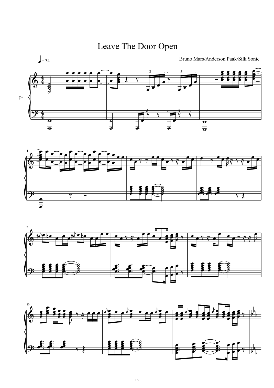 Leave The Door Open (arr. Bruno Mars, Anderson .paak And Silk Sonic)