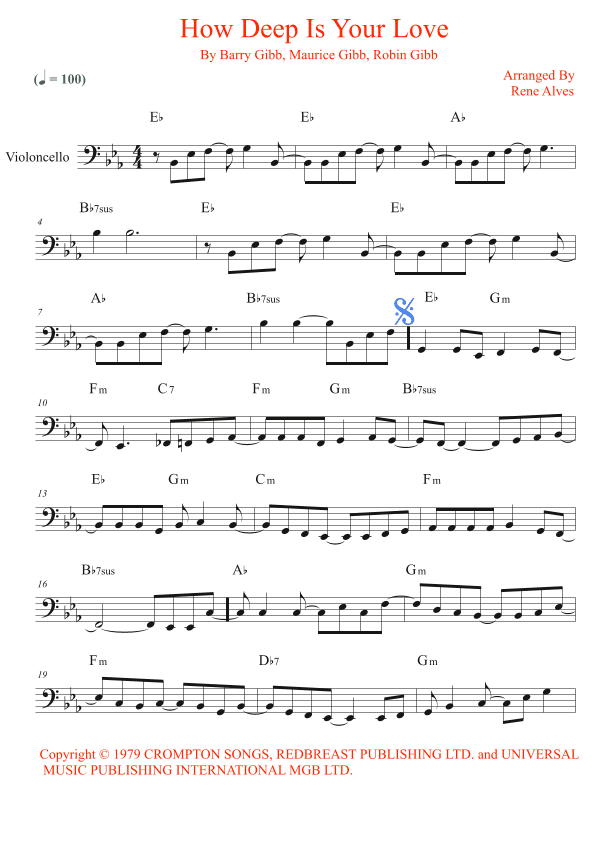 How Deep Is Your Love (arr. Rene Alves)